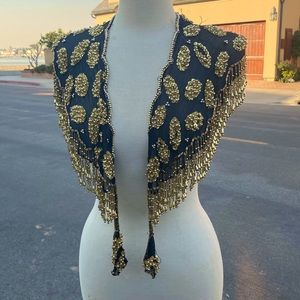 Black Shoulder wrap with Gold beading